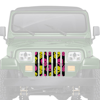 Dirty Acres® - 1-Pc Platinum Skulls Style Pink/Yellow Perforated Main Grille