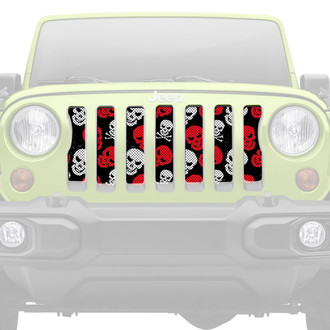 Dirty Acres® - 1-Pc Platinum Skulls Style Red/White Perforated Main Grille