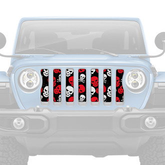Dirty Acres® - 1-Pc Platinum Skulls Style Red/White Perforated Main Grille