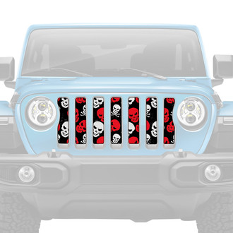 Dirty Acres® - 1-Pc Platinum Skulls Style Red/White Perforated Main Grille