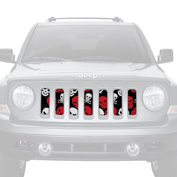 Dirty Acres® - 1-Pc Platinum Skulls Style Red/White Perforated Main Grille