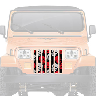 Dirty Acres® - 1-Pc Platinum Skulls Style Red/White Perforated Main Grille