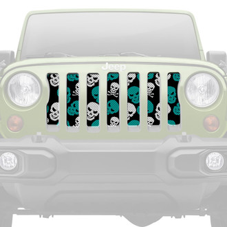 Dirty Acres® - 1-Pc Platinum Skulls Style Teal Perforated Main Grille