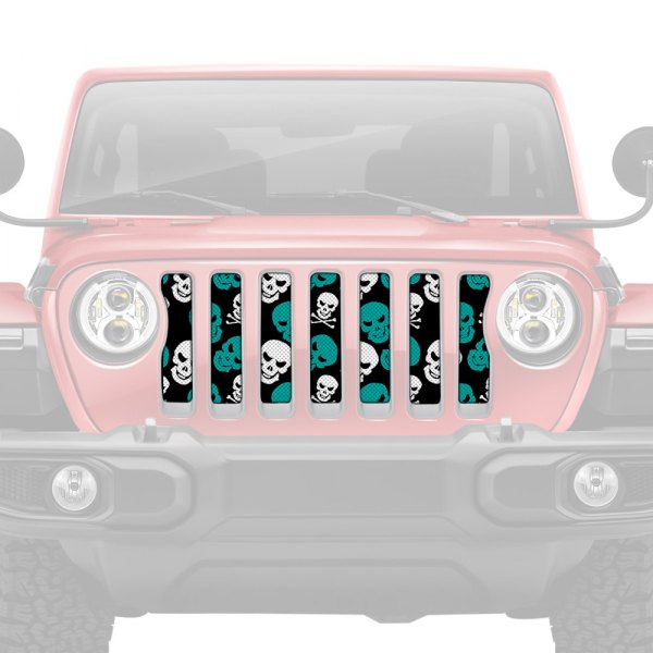 Dirty Acres® - 1-Pc Platinum Skulls Style Teal Perforated Main Grille