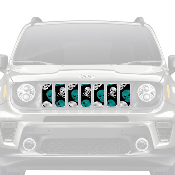 Dirty Acres® - 1-Pc Platinum Skulls Style Teal Perforated Main Grille