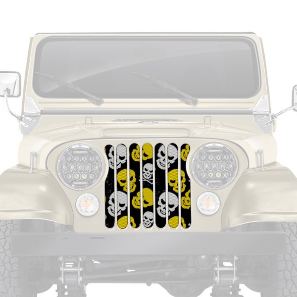 Dirty Acres® - 1-Pc Platinum Skulls Style Yellow Perforated Main Grille