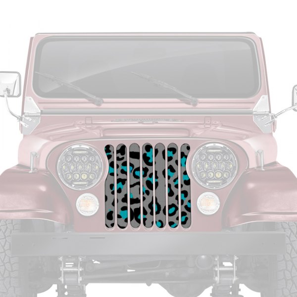 Dirty Acres® - 1-Pc Platinum Leopard Print Style Teal Perforated Main Grille