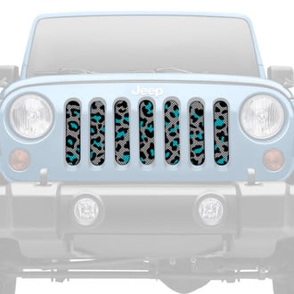 Dirty Acres® - 1-Pc Platinum Leopard Print Style Teal Perforated Main Grille