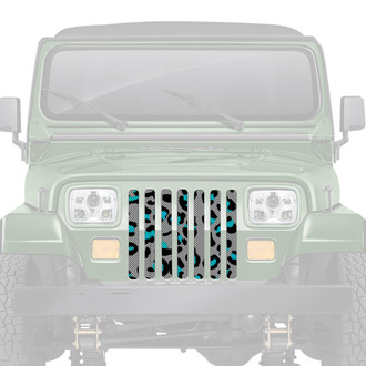 Dirty Acres® - 1-Pc Platinum Leopard Print Style Teal Perforated Main Grille