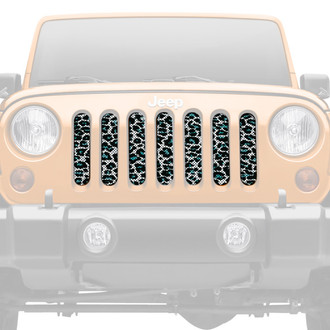 Dirty Acres® - 1-Pc Platinum Leopard Print Style Teal/White Perforated Main Grille