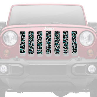 Dirty Acres® - 1-Pc Platinum Leopard Print Style Teal/White Perforated Main Grille