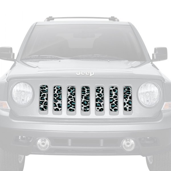 Dirty Acres® - 1-Pc Platinum Leopard Print Style Teal/White Perforated Main Grille
