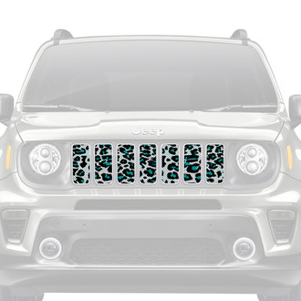 Dirty Acres® - 1-Pc Platinum Leopard Print Style Teal/White Perforated Main Grille