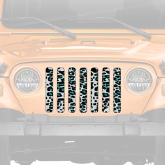 Dirty Acres® - 1-Pc Platinum Leopard Print Style Teal/White Perforated Main Grille