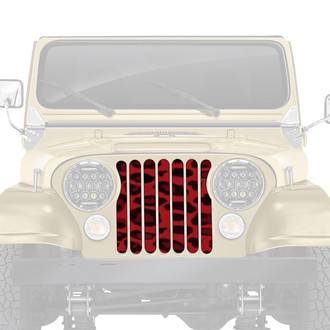 Dirty Acres® - 1-Pc Platinum Leopard Print Style Red Perforated Main Grille