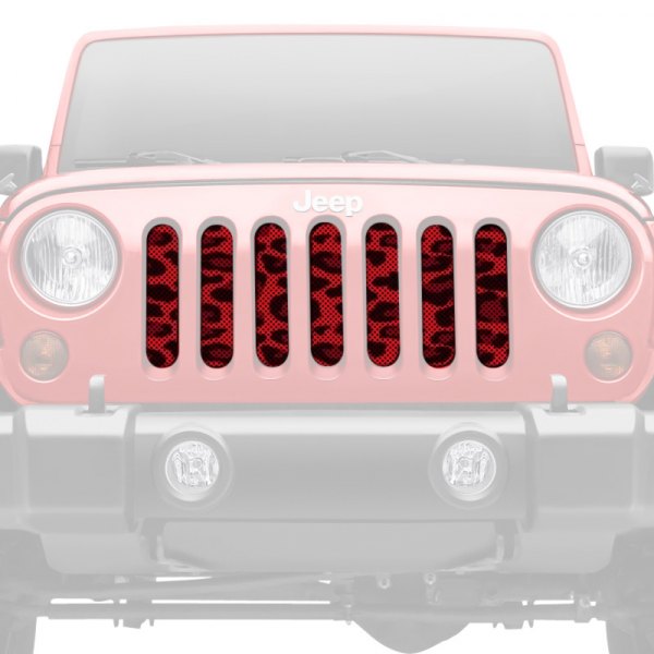Dirty Acres® - 1-Pc Platinum Leopard Print Style Red Perforated Main Grille