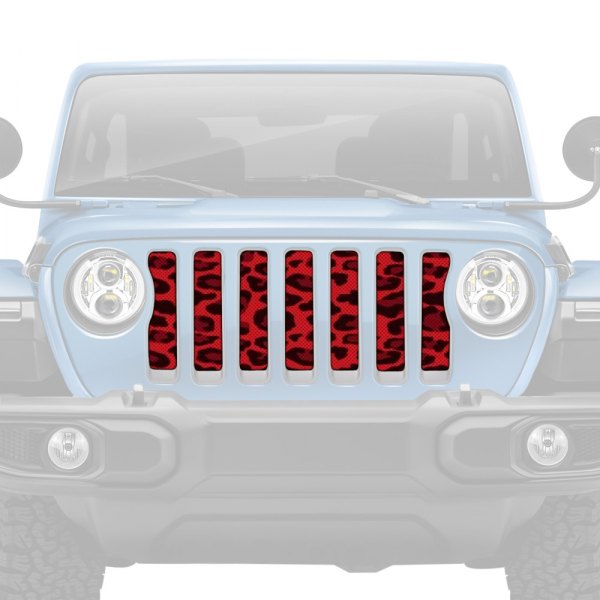 Dirty Acres® - 1-Pc Platinum Leopard Print Style Red Perforated Main Grille