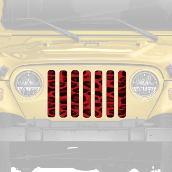 Dirty Acres® - 1-Pc Platinum Leopard Print Style Red Perforated Main Grille