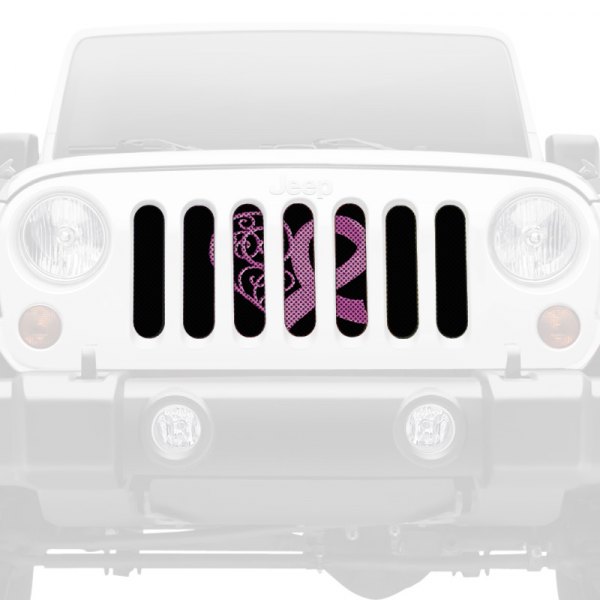 Dirty Acres® - 1-Pc Center Pink Hearts Breast Cancer Ribbon Style Perforated Main Grille