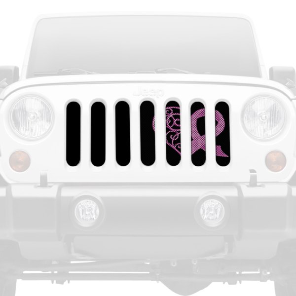 Dirty Acres® - 1-Pc Right Pink Hearts Breast Cancer Ribbon Style Perforated Main Grille