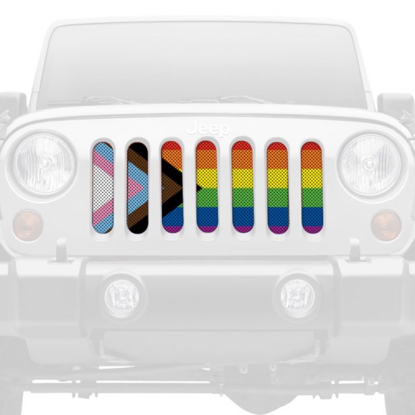 Dirty Acres® - 1-Pc Progress Gay Pride Flag Style Perforated Main Grille