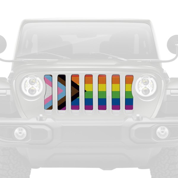 Dirty Acres® - 1-Pc Progress Gay Pride Flag Style Perforated Main Grille