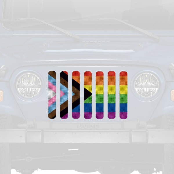 Dirty Acres® - 1-Pc Progress Gay Pride Flag Style Perforated Main Grille