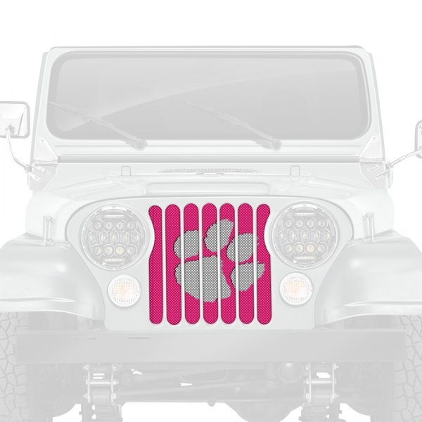 Dirty Acres® - 1-Pc Tiger Paw Print Style White/Pink Perforated Main Grille