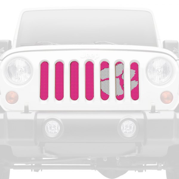 Dirty Acres® - 1-Pc Tiger Paw Print Style White/Pink Perforated Main Grille