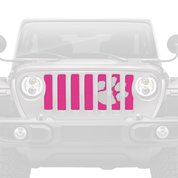 Dirty Acres® - 1-Pc Tiger Paw Print Style White/Pink Perforated Main Grille