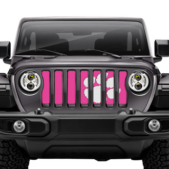 Dirty Acres® - 1-Pc Tiger Paw Print Style White/Pink Perforated Main Grille