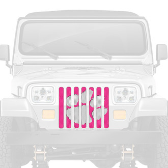 Dirty Acres® - 1-Pc Tiger Paw Print Style White/Pink Perforated Main Grille