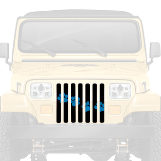 Dirty Acres® - 1-Pc Puppy Paw Prints Style Blue Perforated Main Grille