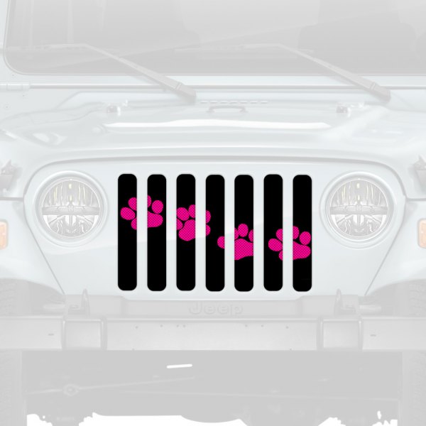 Dirty Acres® - 1-Pc Puppy Paw Prints Style Pink Perforated Main Grille