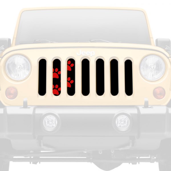 Dirty Acres® - 1-Pc Puppy Paw Prints Style Red Perforated Main Grille