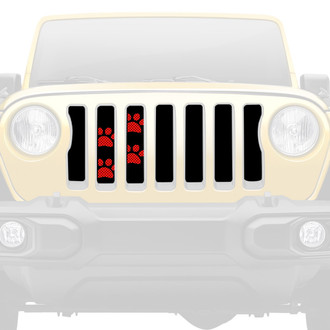 Dirty Acres® - 1-Pc Puppy Paw Prints Style Red Perforated Main Grille