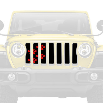 Dirty Acres® - 1-Pc Puppy Paw Prints Style Red Perforated Main Grille