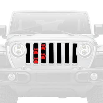 Dirty Acres® - 1-Pc Puppy Paw Prints Style Red Perforated Main Grille