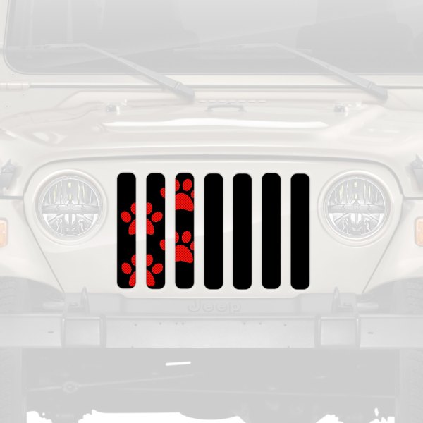 Dirty Acres® - 1-Pc Puppy Paw Prints Style Red Perforated Main Grille