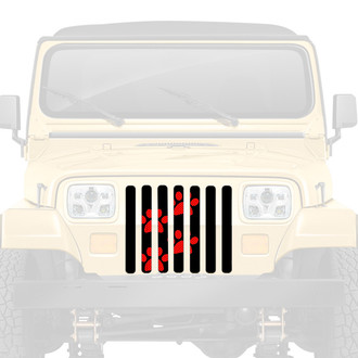 Dirty Acres® - 1-Pc Puppy Paw Prints Style Red Perforated Main Grille