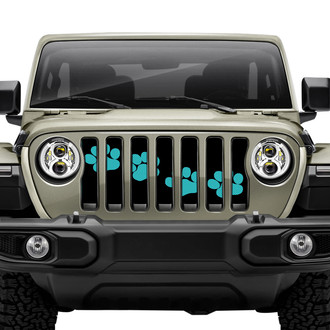 Dirty Acres® - 1-Pc Puppy Paw Prints Style Teal Perforated Main Grille
