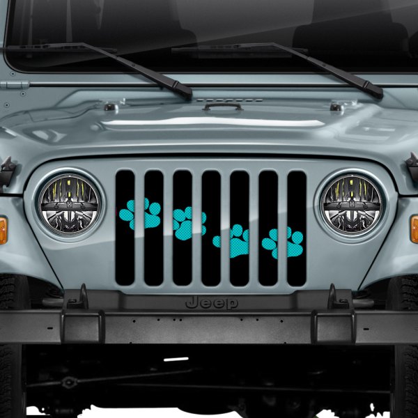 Dirty Acres® - 1-Pc Puppy Paw Prints Style Teal Perforated Main Grille