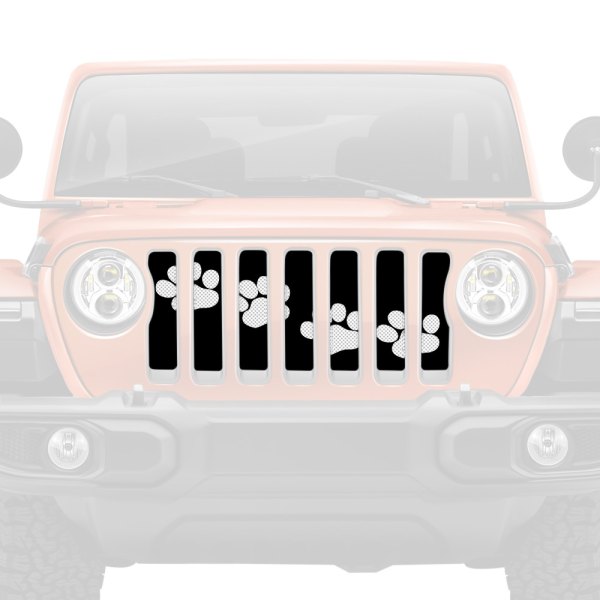 Dirty Acres® - 1-Pc Puppy Paw Prints Style White Perforated Main Grille