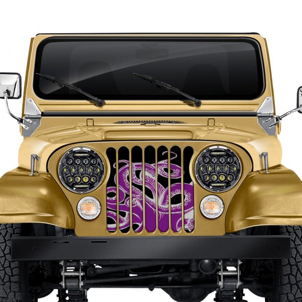 Dirty Acres® - 1-Pc Octopus Style Purple/White/Black Perforated Main Grille