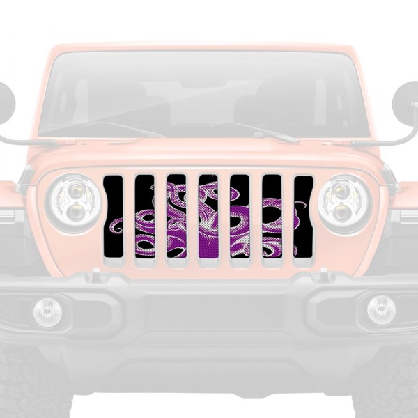 Dirty Acres® - 1-Pc Octopus Style Purple/White/Black Perforated Main Grille