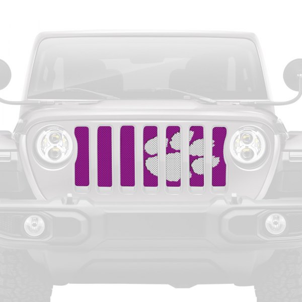 Dirty Acres® - 1-Pc Tiger Paw Print Style White/Purple Perforated Main Grille