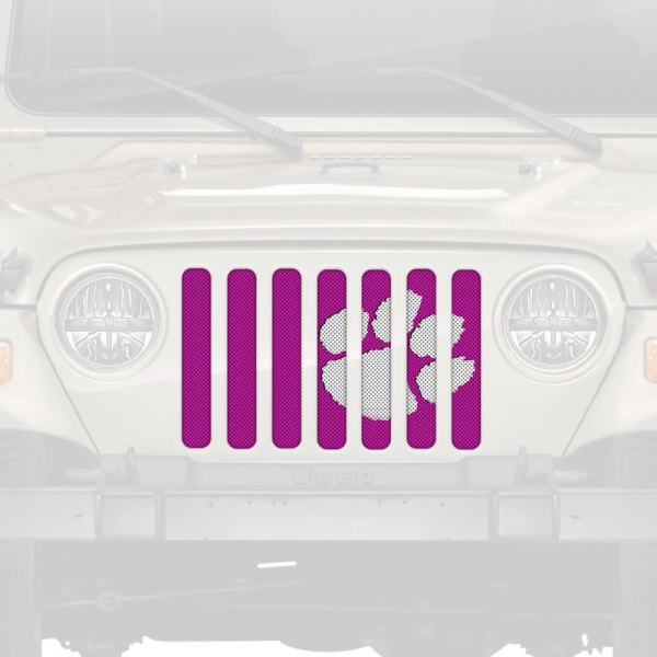 Dirty Acres® - 1-Pc Tiger Paw Print Style White/Purple Perforated Main Grille
