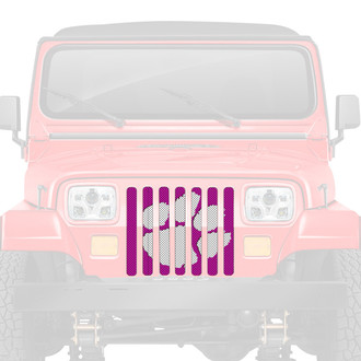 Dirty Acres® - 1-Pc Tiger Paw Print Style White/Purple Perforated Main Grille