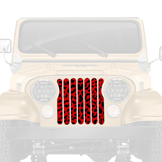 Dirty Acres® - 1-Pc Cheetah Style Red Perforated Main Grille