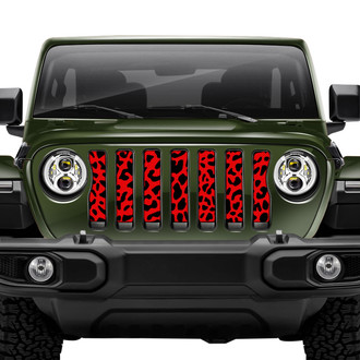 Dirty Acres® - 1-Pc Cheetah Style Red Perforated Main Grille
